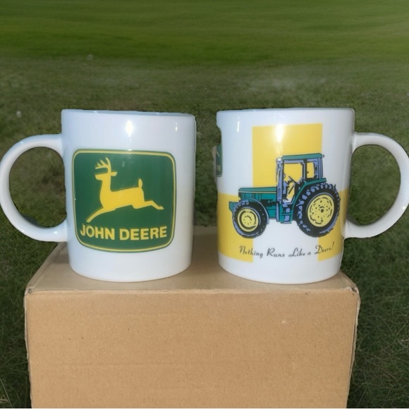 Lot of 2 11oz JOHN DEERE Ceramic Coffee Mugs Farming Tractor Gibson NEW - Picture 1 of 11